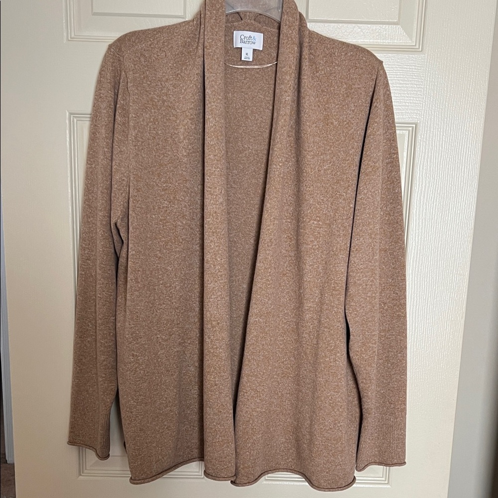 Croft & Barrow Camel Open Front Cardigan sweater top